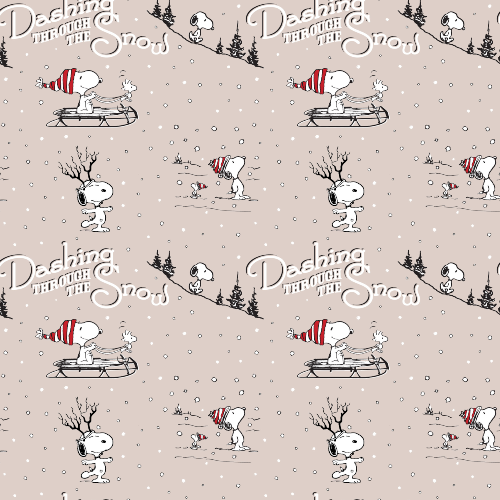 Dashing Through The Snow Snoopy Christmas Fun Fabric