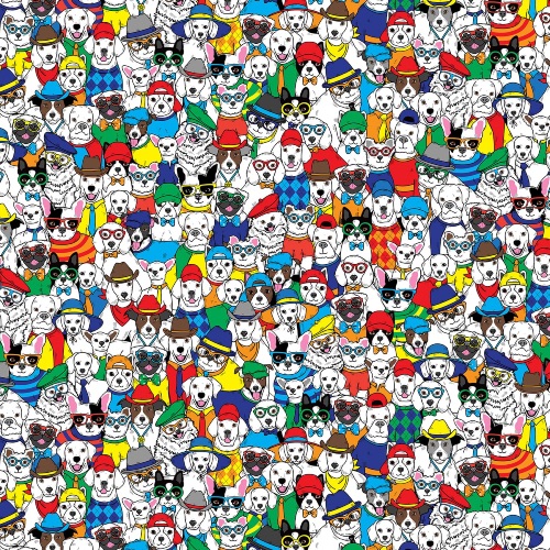Packed Cartoon Dogs Fabric