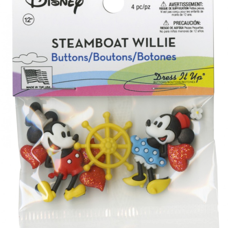 Disney Steamboat Willie Button Embellishments