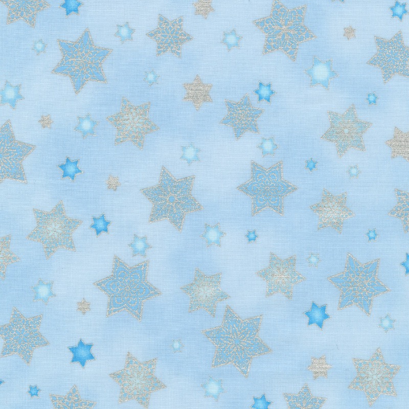 Stars of Light Lt. Blue Stars with metallic Fabric