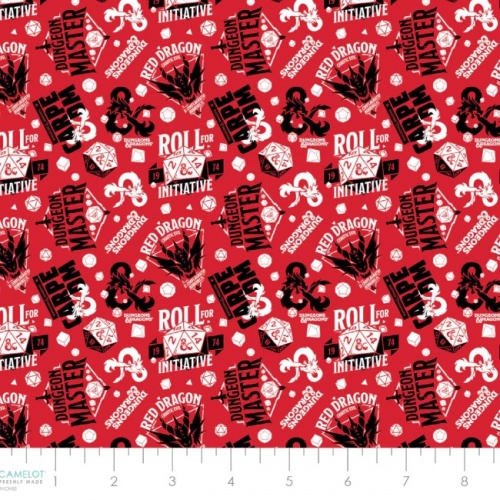 Red Roll For Initiative - Dungeons & Dragons Fabric