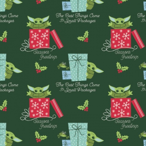 FB Star Wars Child Yoda Small Packages Christmas Fabric