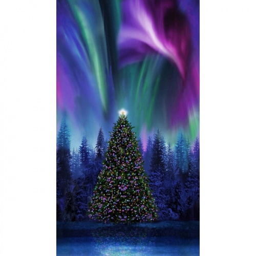 Christmas Tree Under The Aurora Panel