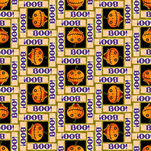 Orange Pumpkins with Boo Witchful Thinking Fabric