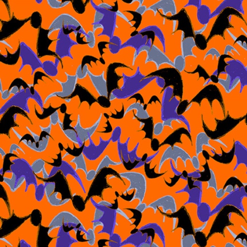 Orange Bats Witchful Thinking Fabric