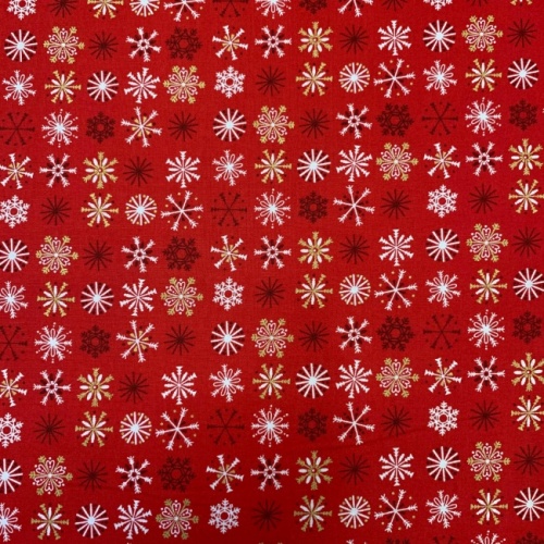 Red Snowflake Fabric Makower