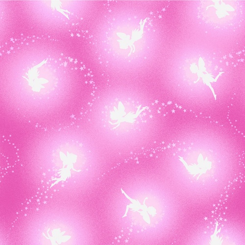 Pink Tossed Pixie Silhouettes Fabric