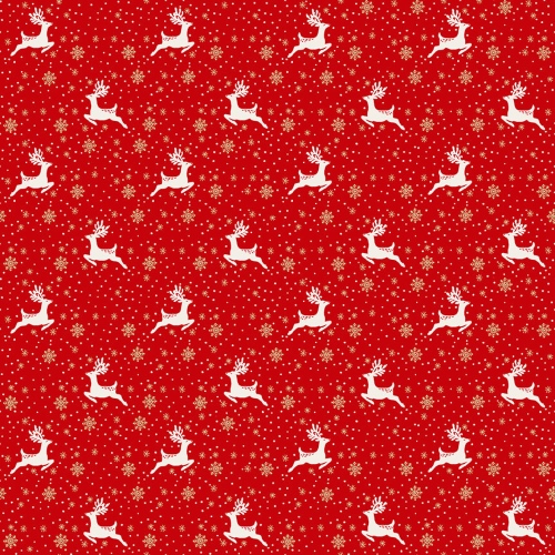 Red Reindeer Scandi Fabric Makower 2357-R