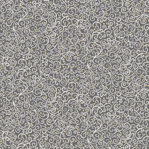 Grey Scroll Scandi Fabric Makower 2359-S