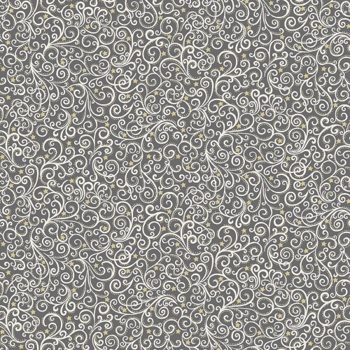 Grey Scroll Scandi Fabric Makower 2359-S