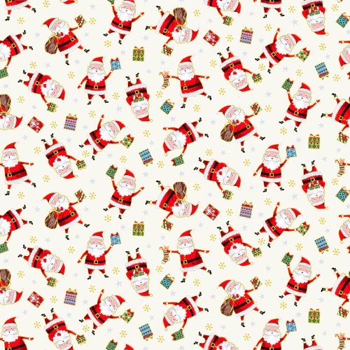 Cream Santa Santas Express Fabric Makower 2380-Q