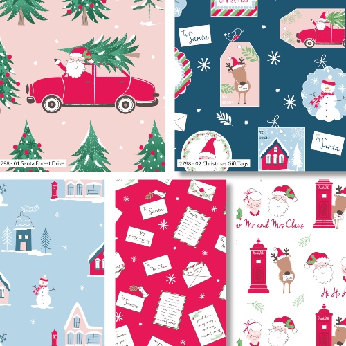 Christmas Post Fat Quarters x 5