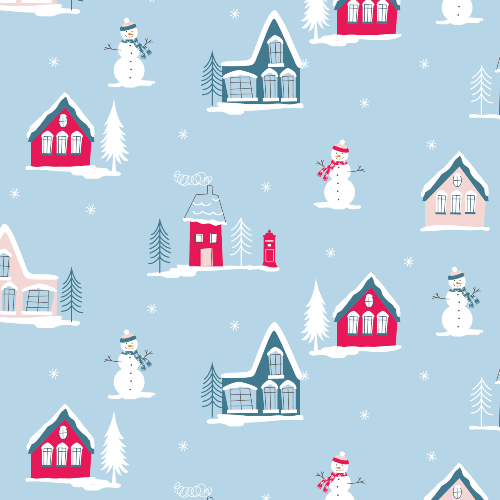 Christmas Village Christmas Post Fabric
