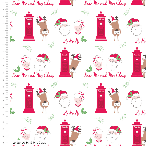 Mr and Mrs Claus Christmas Post Fabric