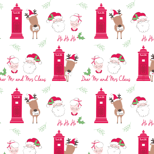 Mr and Mrs Claus Christmas Post Fabric