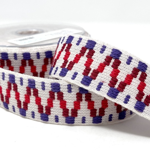 Zig Zag Webbing: Red & Natural