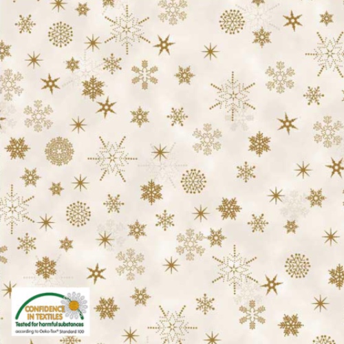 Stof Cream Stars And Snowflakes 1 Christmas Is Near fabric