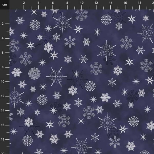 Stof Blue Stars and Snowflakes 2 Christmas Is Near fabric