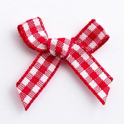Small Red Gingham Bows 6mm 10 pack