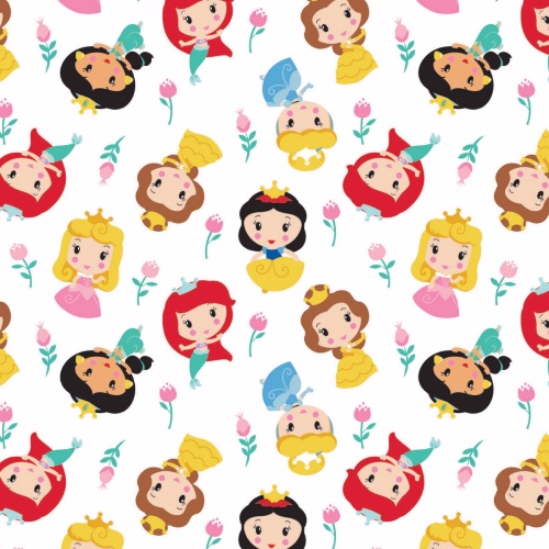 Disney Cute Princesses Kawaii Floral Fabric