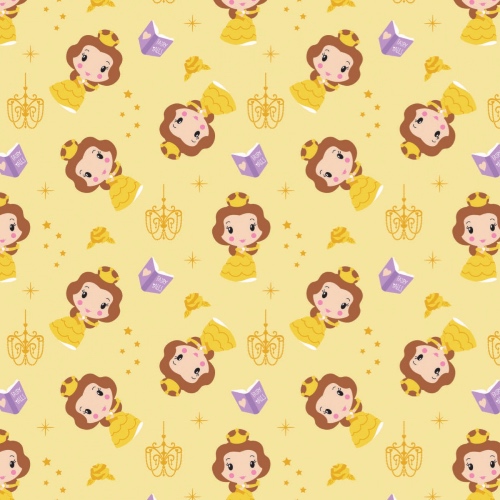 Disney Cute Belle Kawaii Floral Fabric