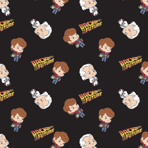 Black - Back To The Future Marty and Doc Fabric