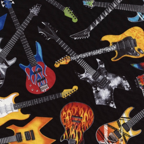Multicoloured Guitars Rock Our Fabric