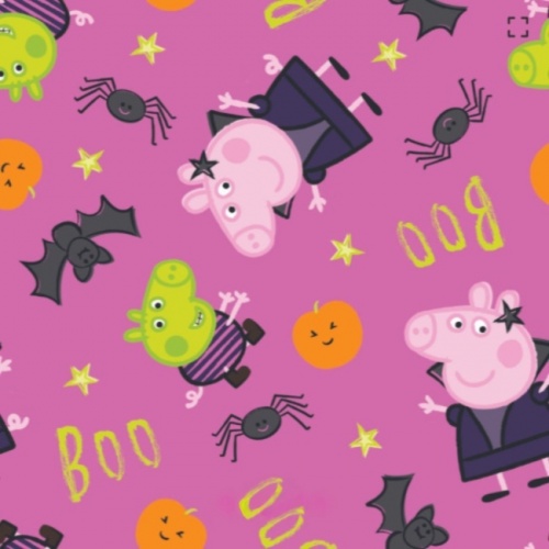 Peppa Pig Witchy Halloween Fabric - Pink