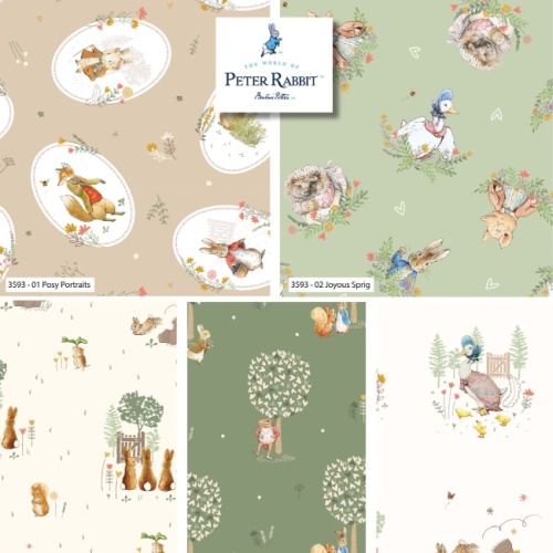 Fat Quarters - Meadow Tails - Peter Rabbit Fabric x 5