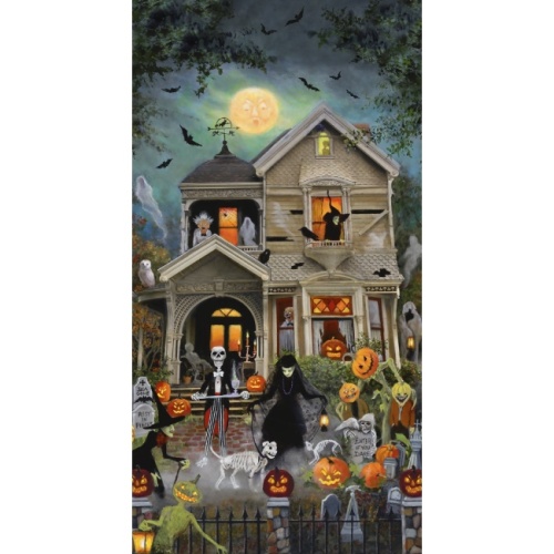 An Eerie Welcome Panel - Halloween Fabric Panel