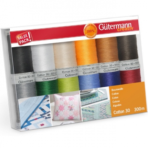 Assorted Gutermann 30wt Cotton 12 x 300m Set 1