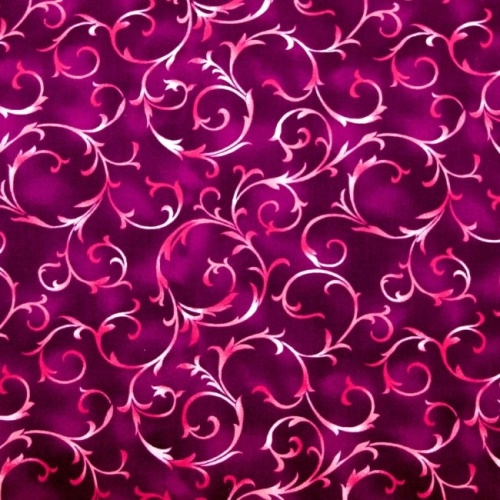 Aubergine - Swirling Vine Fabric - Benartex