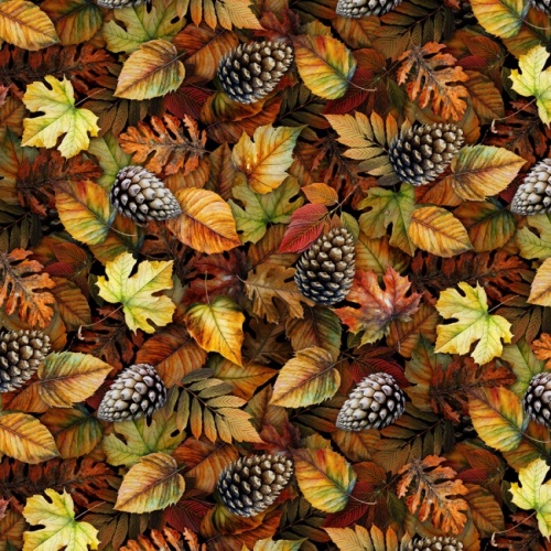 Autumn Packed Fall Leaves Fabric