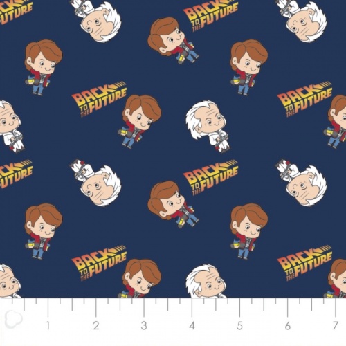 Navy - Back To The Future - Marty and Doc Fabric