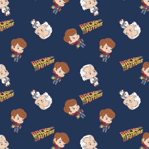 Navy - Back To The Future - Marty and Doc Fabric