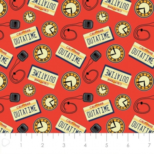 Back To The Future Fabric - Outatime Red