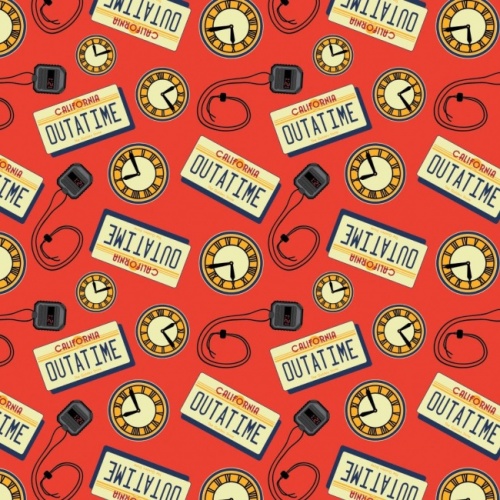 Back To The Future Fabric - Outatime Red