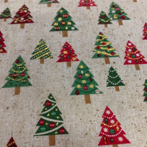 Beige Christmas Trees Fabric