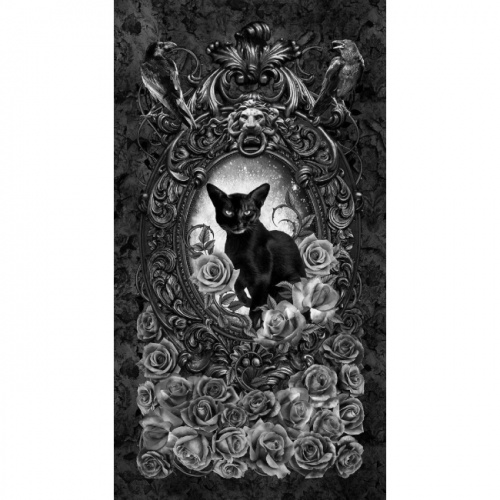 Wicked Cat Floral Portrait Halloween Panel