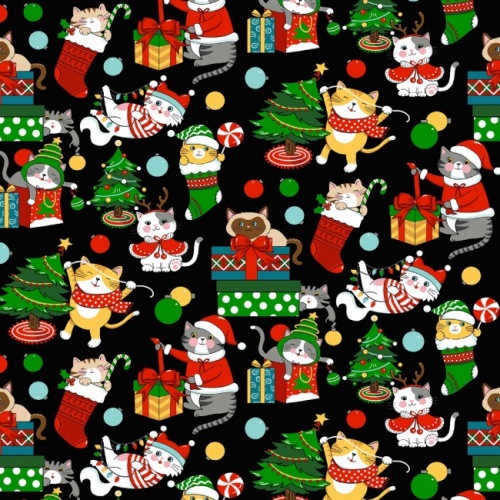 Black Catnip Xmas Fabric | Freckle and Lollie