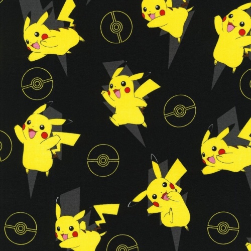 Pokemon Black Pikachu Fabric