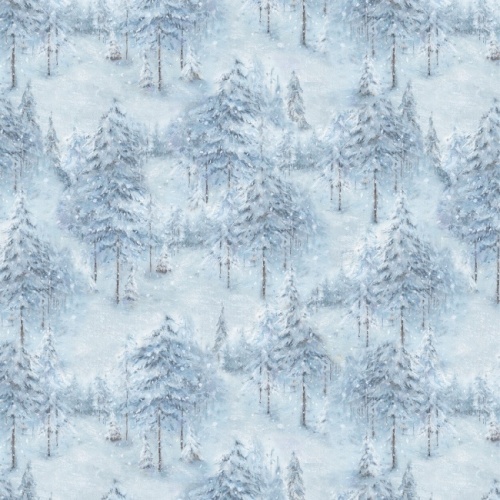 Blue Winter Frost Forest Fabric