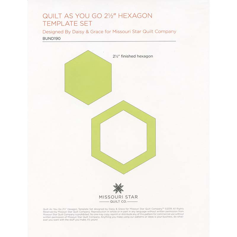 Quilt As You Go 2 1/2'' Hexagon Template