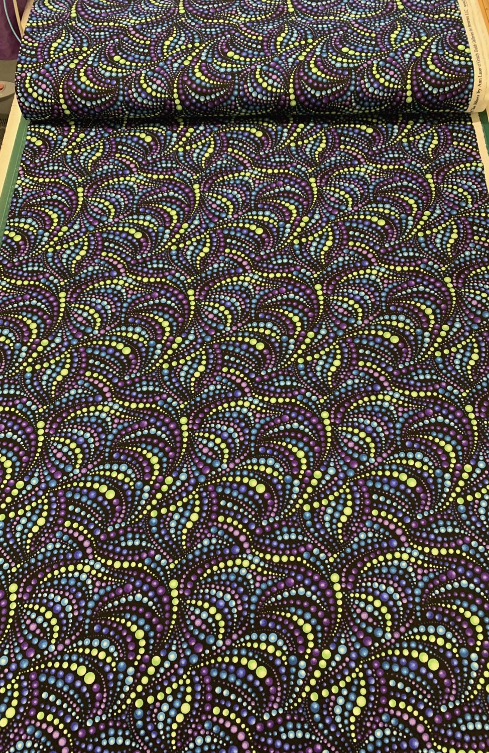 Catitute Singing the Blues Beaded Swirls Fabric