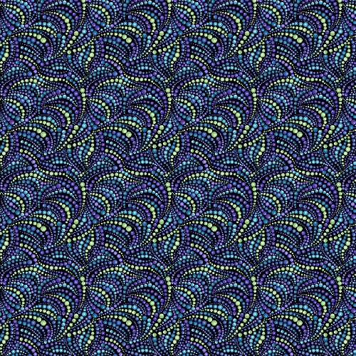 Catitute Singing the Blues Beaded Swirls Fabric