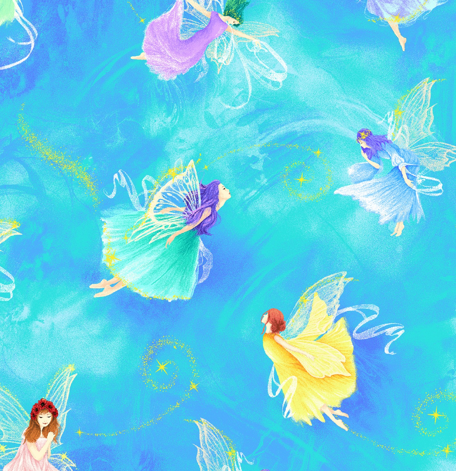 Fairy Fantasy Aqua Fairies Digitally Printed