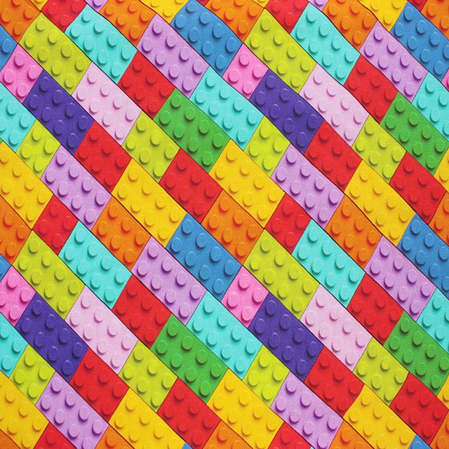 Jersey - Lego Style Blocks Fabric