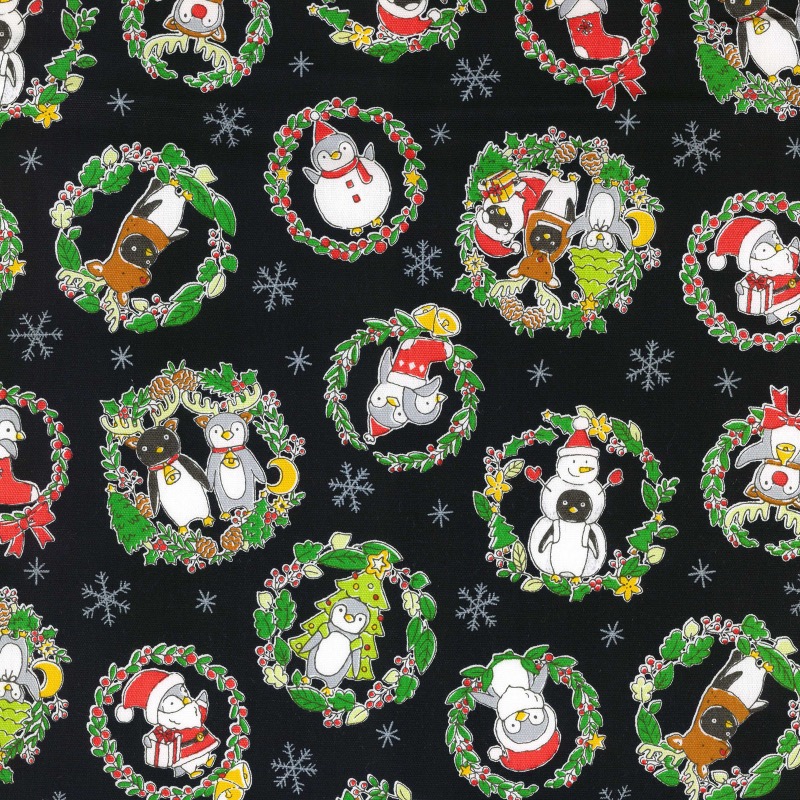 Black Costume Animal Christmas Fabric Cotton Oxford