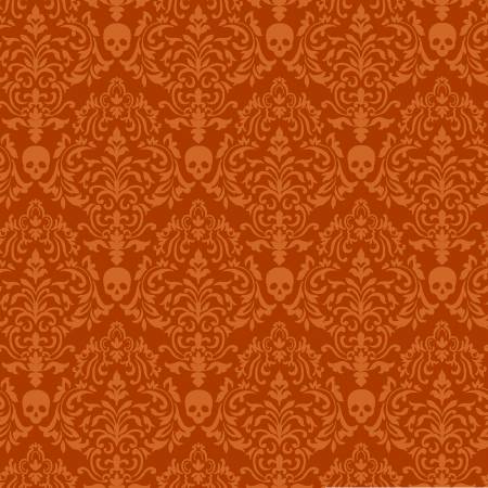 Spooky Night Orange Spooky Small Damask Fabric