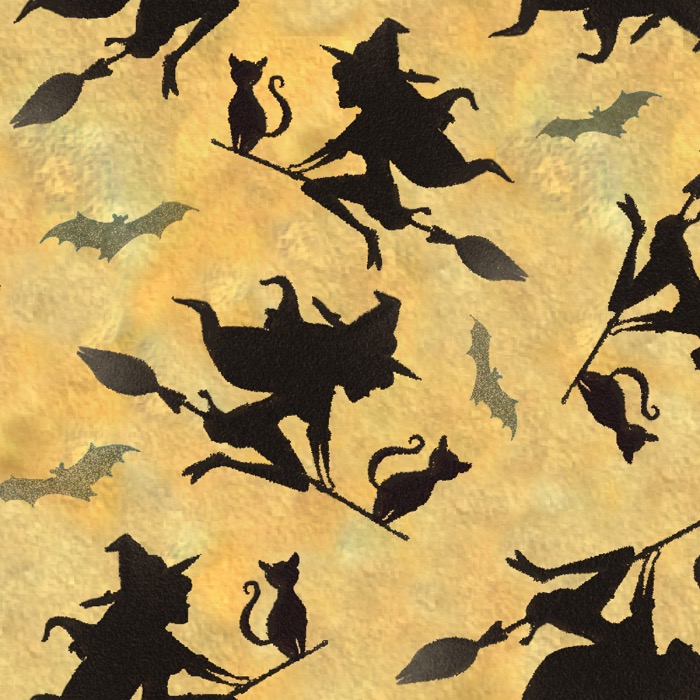 Flying Witches Halloween Fabric